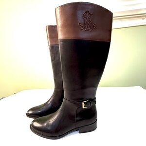 Like New Ralph Lauren Madisen leather riding boots moto woman 6B almond toe